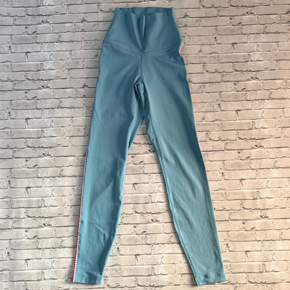 Women’s High-Waist Teal Nike Leggings with Side Trim